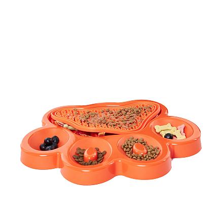 PetDreamhouse 2-in-1 Paw Slow Feeder & Lick Pad Oranje